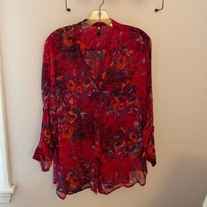 Kut from the Kloth Deep Pink Floral Blouse